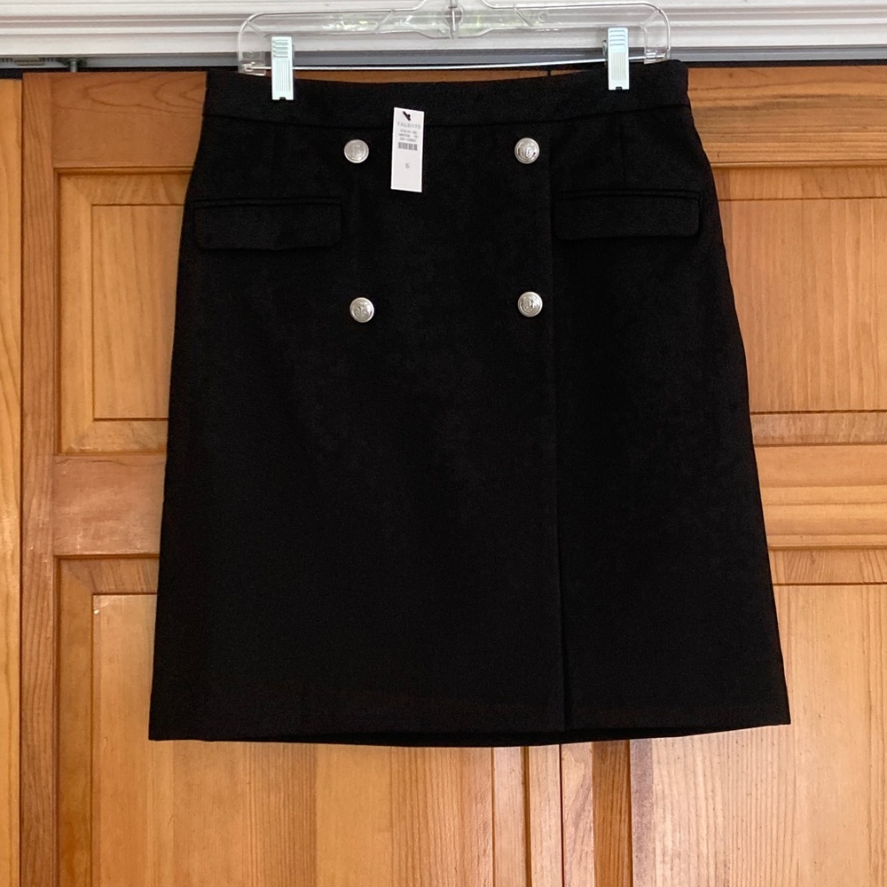 Talbots Black A line Skirt with Silver Buttons
